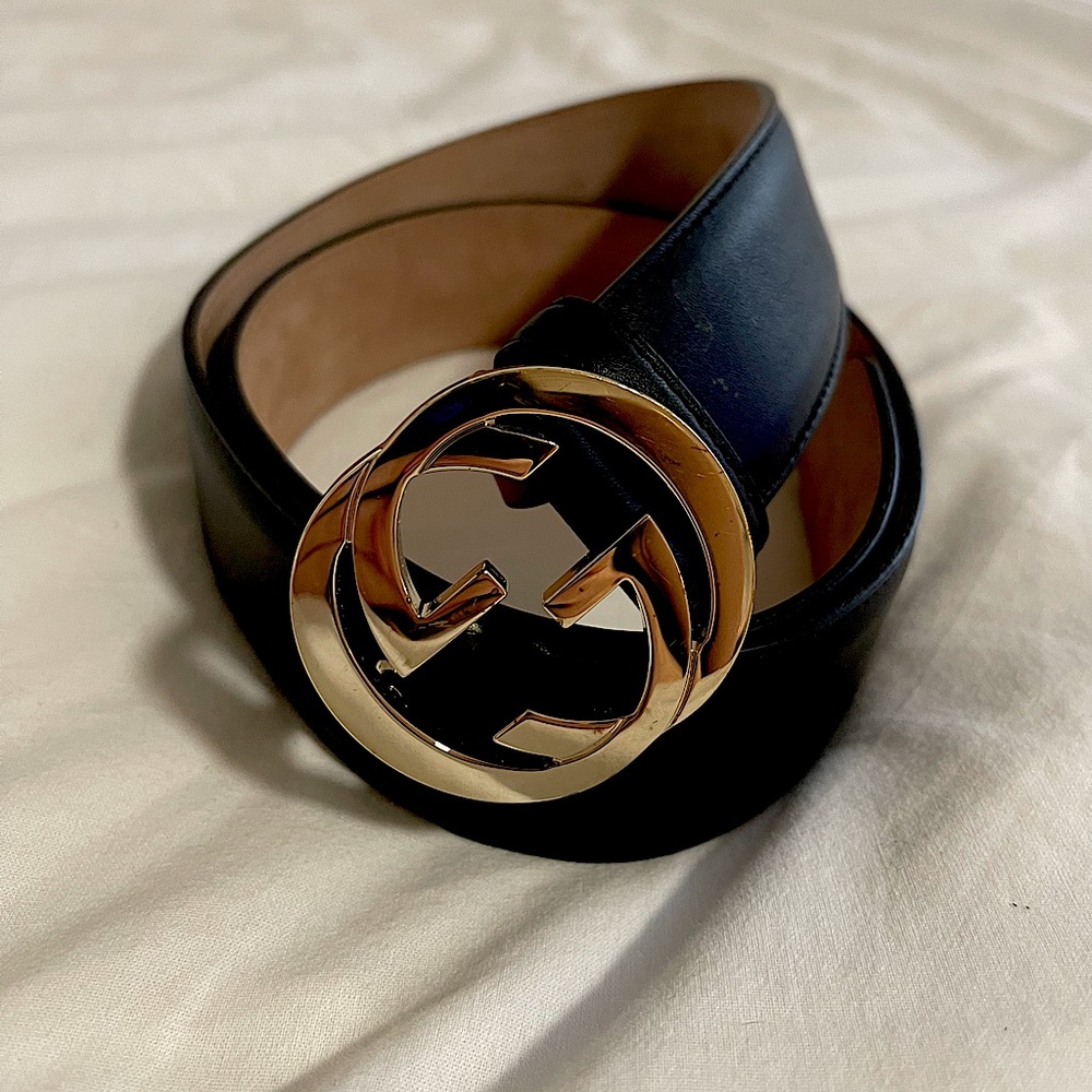 Black Gucci Interlocking Belt